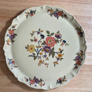 LECLAIR LIMOGES 12 in Platter - Orange/Purple/Yellow Floral Center, Rim Bouquets